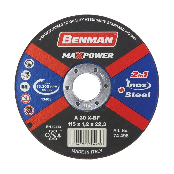 BENMAN ΔΙΣΚΟΣ ΚΟΠΗΣ ΣΙΔΗΡΟΥ-INOX-CD (1,2) MAXPOWER 115