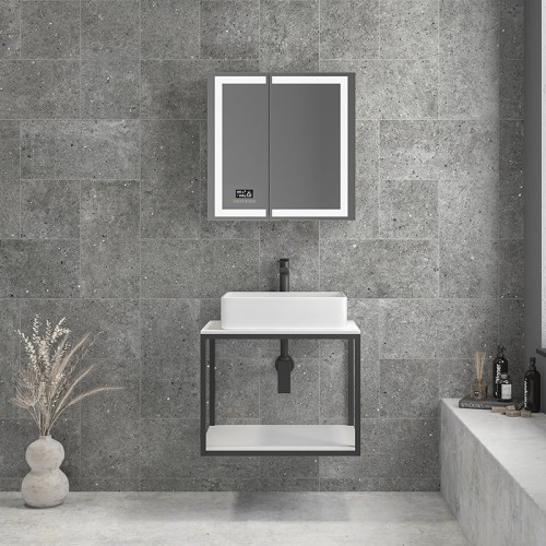 FURNIBATH ΜΕΤΑΛΛΙΚΗ ΒΑΣΗ ΜΕ SOLD WHITE ΚΡΕΜΑΣΤΗ 59X45X45cm