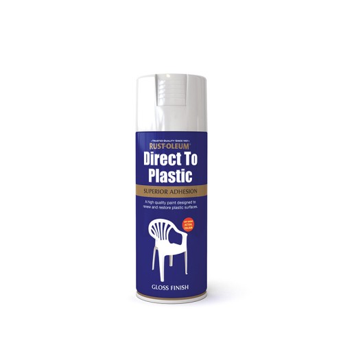 RUST OLEUM DIRECT TO PLASTIC SPRAY WHITE GLOSS 400ml