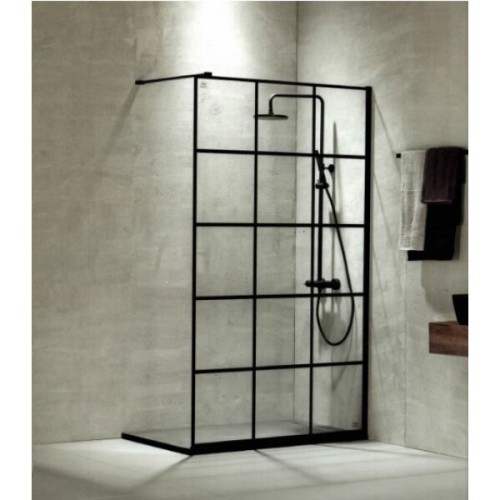 DEVON IWIS PANEL ΝΤΟΥΖΙΕΡΑΣ 90cm CLEAR-GLASS ΜΕ DECOR BLACK MATTE 8mm