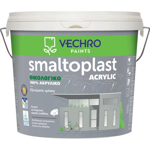 VECHRO SMALTOPLAST 100% ΑΚΡΥΛΙΚΟ ΧΡΩΜΑ ΛΕΥΚΟ 10L + 1 LT
