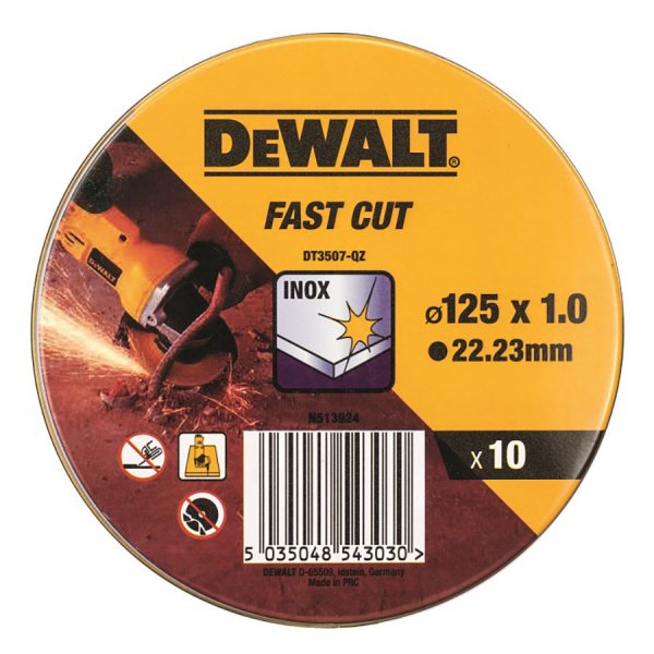 DEWALT ΔΙΣΚΟΣ ΚΟΠΗΣ ΙΝΟΧ 125Χ1mm DT3507 SET 10TMX